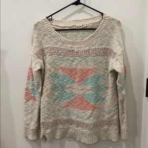 Aztec print beige sweater. Fits loose.